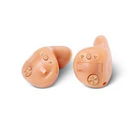 A pair of in-the-ear hearing aids